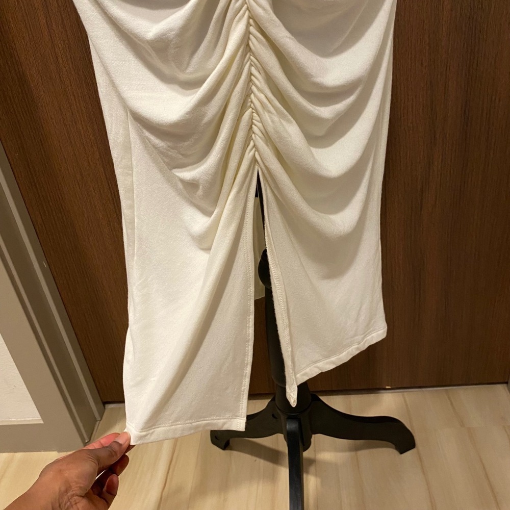 CHRISTIAN SIRIANO x BLEUSALT The Paradise Dress 2 Cream Ruched Bodycon Modal USA - Picture 5 of 13
